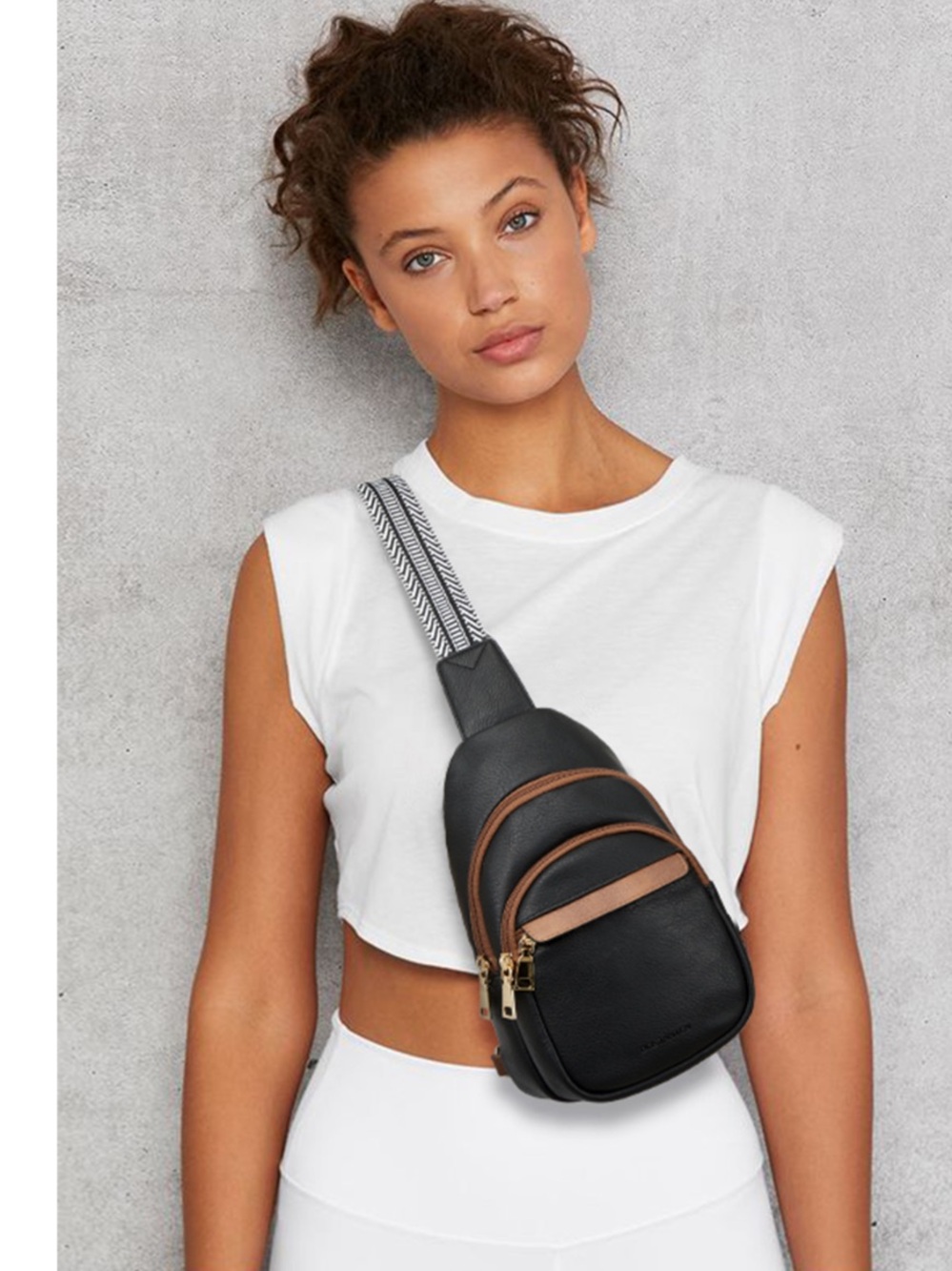BOSTANTEN | NEW Leather Sling Bag black and tan sling backpack vegan leather